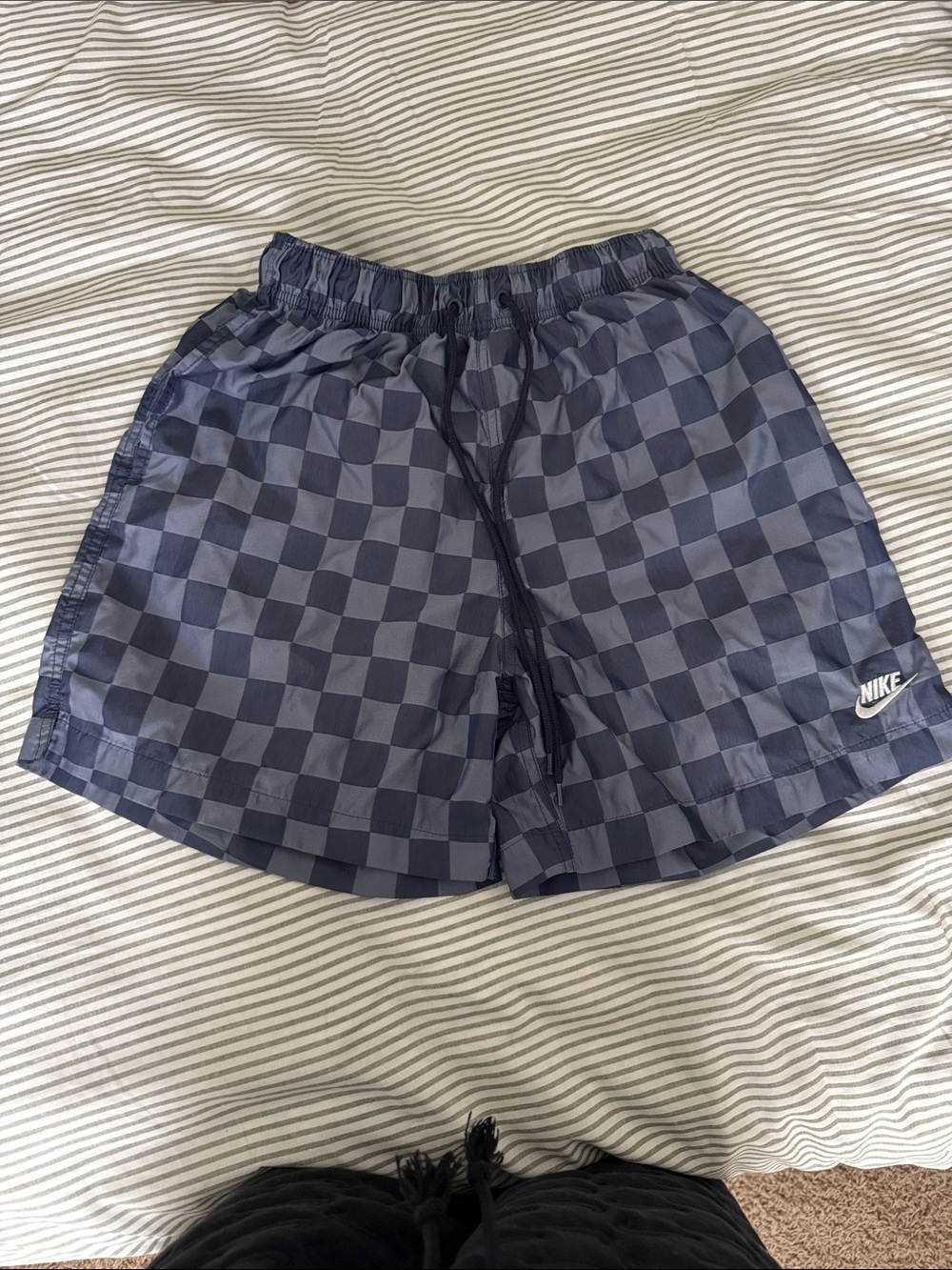 Nike Navy and Charcoal Checkered Athletic Shorts